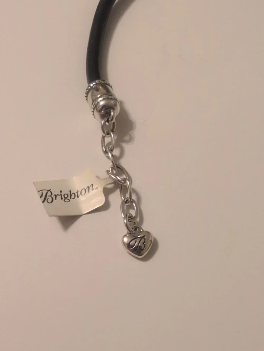 Brighton Black Leather Bracelet with Silver Twisted Bar NWT